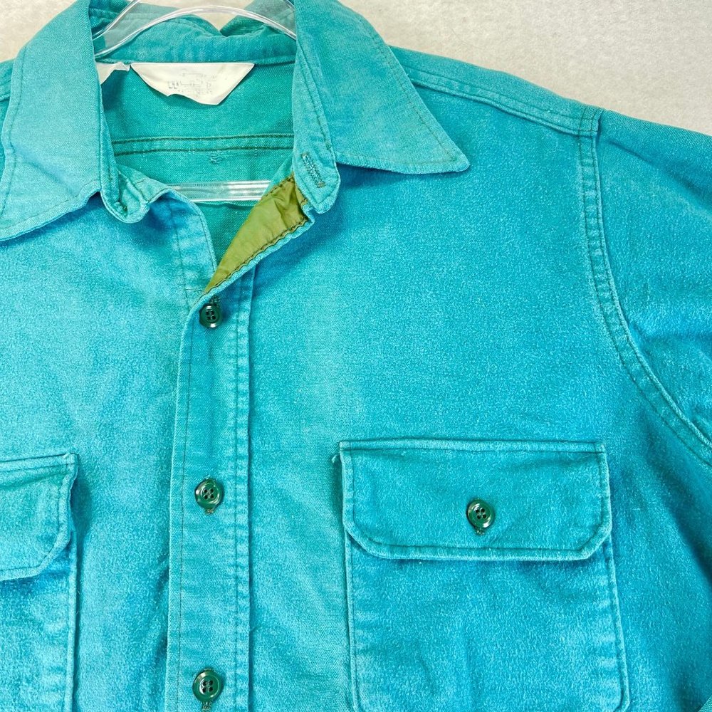 Vintage WOOLRICH Mens XL Blue Fishing Hiking Camping Outdoors Cotton Shacket